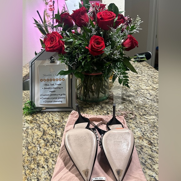 🧿SOLD🧿Miu Miu patent crystal-strap slingback pumps - Picture 5 of 10